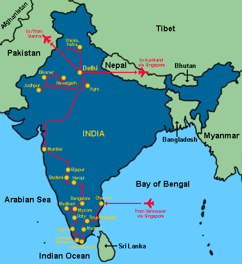 Our route through India