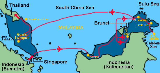 Our route through Malaysia