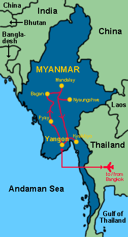 Our route through Myanmar