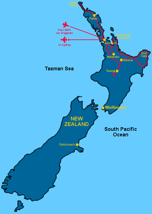 Our route through New Zealand