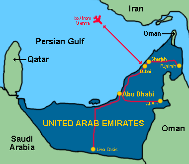Our route through the United Arab Emirates
